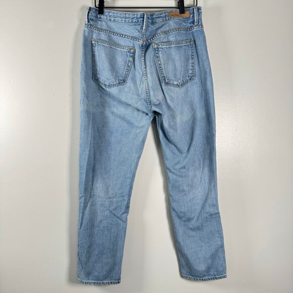 Grlfrnd Kiara Tomboy Jeans Light Wash Blue Tripped Up Distressed Ripped Size 30 - Picture 6 of 13